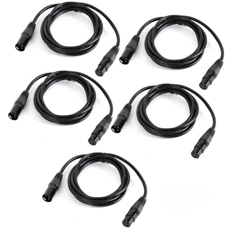 Lot de 5 câbles DMX 1M 3-Pin XLR DMX Kabel Signal Kabel Stecker zu Buchse für Bühne Licht bewegliches Licht Par Licht Scheinwerfer
