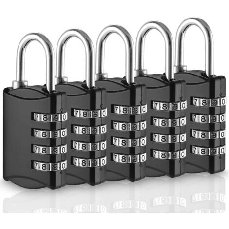 Lot de 5 Cadenas Code, Cadenas Code 4 Chiffres, Petit Cadenas Code, en Alliage de Zinc, Résistant aux intempéries