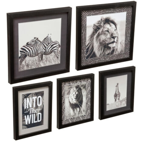 Lot de 5 Cadres Déco "Savane" 25cm Noir