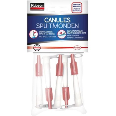 Rubson – Canule pour mastic silicone – Lot de 5 – Compatible avec mastics acryliques et polyuréthanes – Pour joints de largeurs variées