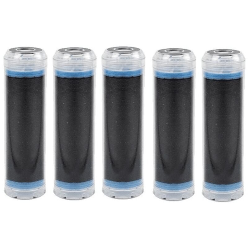 Lot de 5 cartouches charbon actif 25µ pour porte filtre 3/4