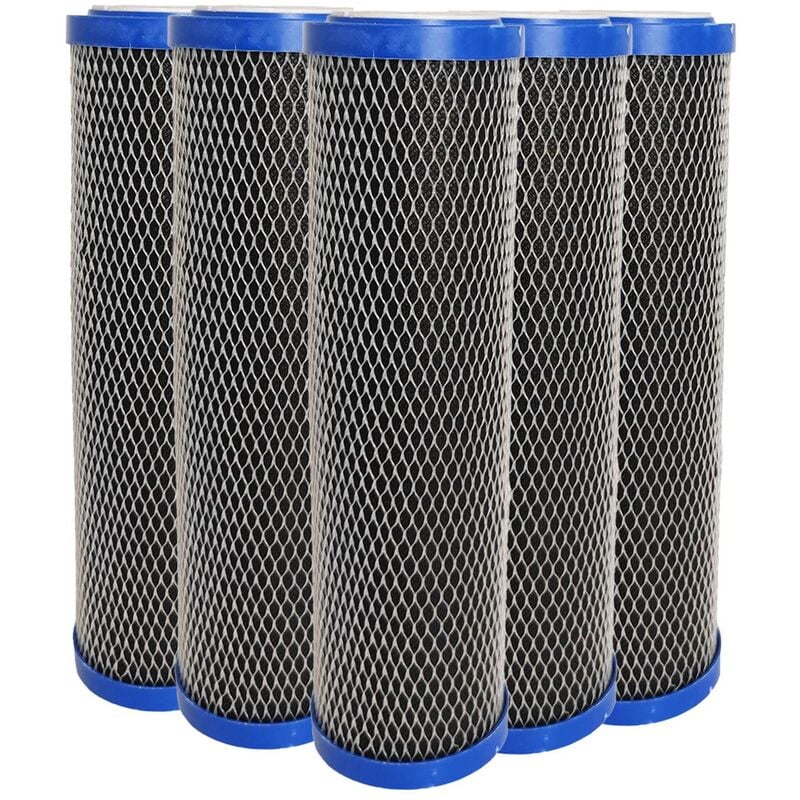 Toodo - Lot de 5 Cartouches 2 en 1 Filtre à Eau 9 pouces 3/4 - Anti sédiments + Charbon actif 5 microns Filtre à Impuretés Fabriqué en France