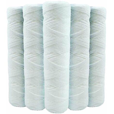 Lot de 5 cartouches filtrantes à eau spiralées anti-sédiments 9 pouces 3/4 - 5 microns Compatibles avec les filtres de 10 pouces Fabriqué en France - kryc