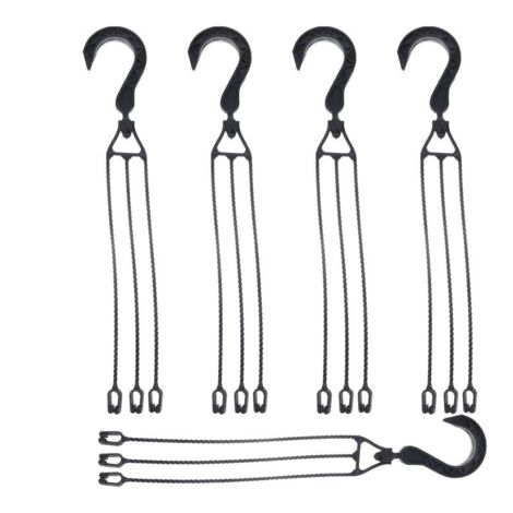 Lot de 5 chaînes de suspension en plastique pour jardinières, crochets de suspension rotatifs à 360° pour pots de fleurs (noir)