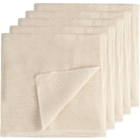 Lot de 5 chiffons à fromage en mousseline de coton non blanchi lavables pour filtrer le jus, le fromage, le beurre, le thé, le café (60 x 60 cm)