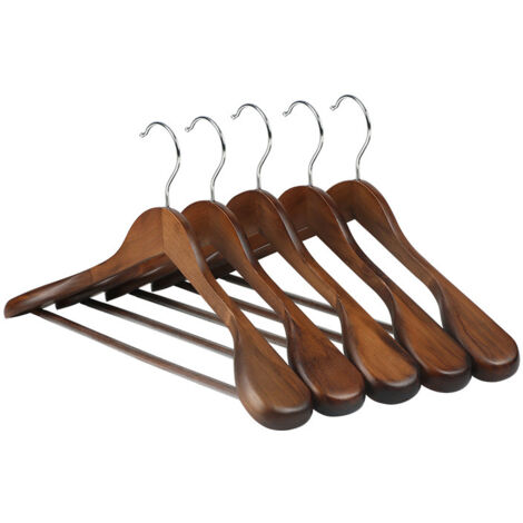 Lot de 5 cintres à épaules larges en bois de haute qualité, finition lisse, antidérapants, pour placard, veste, habillé