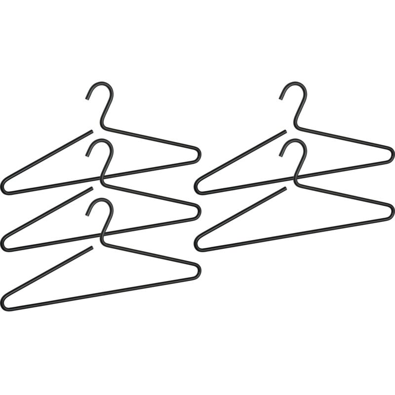 Wenko - Lot de 5 cintres Lux idéal pour robes grâce à son ouverture, largeur 42cm, design minimaliste et robuste, Aluminium, 42x19x0,8 cm, Noir satiné