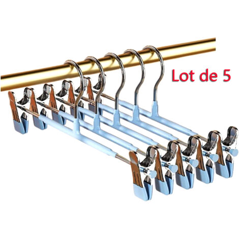 Lot de 5 cintres multifonctions avec pinces antidérapantes, porte-vêtements, porte-serviettes et porte-chapeau
