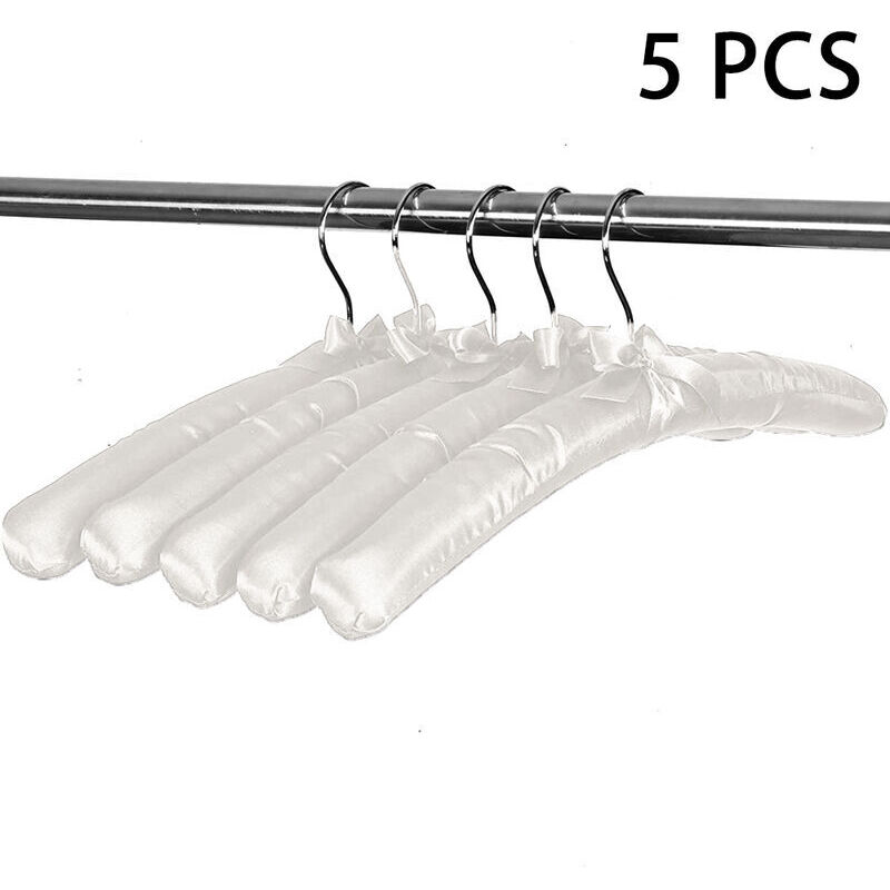 Lot de 5 cintres rembourrés en satin, cintres de chandail robe de mariée de mariée cintres en soie tissu doux sans bosses pour robes de chemisier