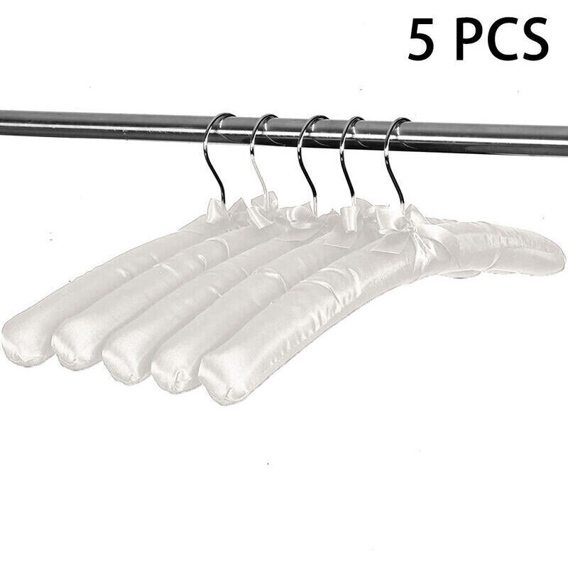Lot de 5 cintres rembourrés en satin, cintres de chandail robe de mariée de mariée cintres en soie tissu doux sans bosses pour robes de chemisier