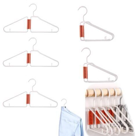 (Lot de 5) Cintres semi-pliables, cintres portables pour chemises et costumes – cintres pliables, organisateur suspendu léger, cintres gain de place, cintres de voyage pliables