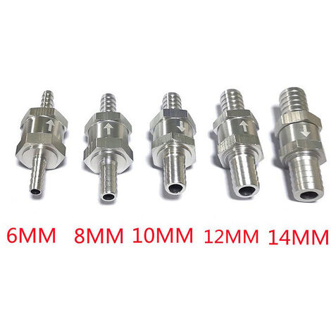 Lot de 5, clapet anti-retour diesel 6/8/10/12/14 mm, clapet anti-retour à sens unique pour essence, diesel, moto marine