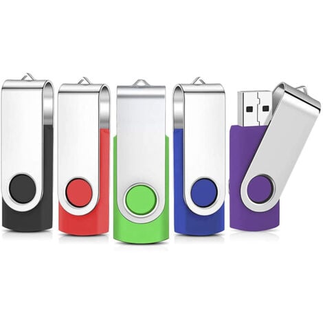 CSPARKV Lot de 5 Clé USB 32Go Flash Drive 2.0 Mémoire Stick Stockage Pivotantes Porte Clef USB U Disque