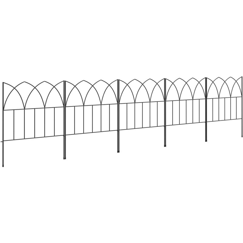 Outsunny - Lot de 5 clôtures de jardin décoratives avec ornements métal noir