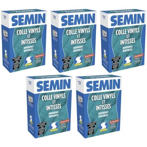 Lot de 5 colles en poudre pour papiers peints vinyls et intissés Semin - boite de 300 g