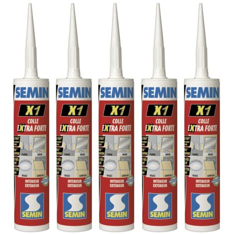 Lot de 5 colles haute performance pour tout collage et tout matériaux Semin X1- intérieur/extérieur - cartouche de 290 ml