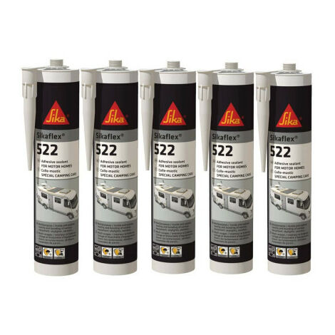 Lot de 5 Colles mastic SIKA Sikaflex 522 Caravan - Blanc - 300ml - Blanc