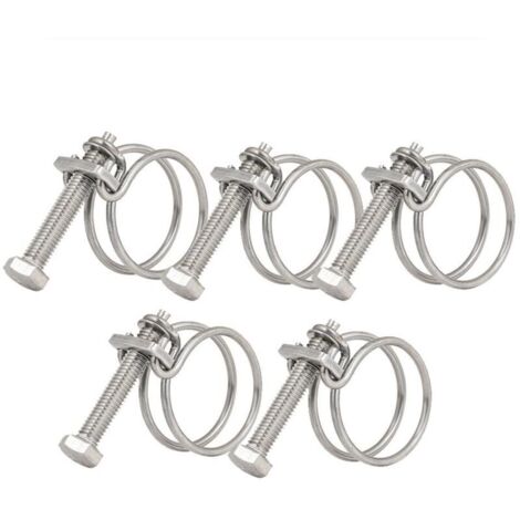 Lot de 5 colliers de serrage à double fil réglables en acier inoxydable 201 pour étang de 25 à 29 mm