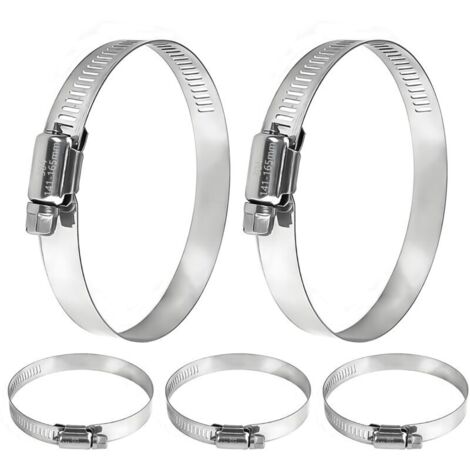 Lot de 5 colliers de serrage réglables en acier inoxydable 304 de 141 à 165 mm, colliers de serrage pour piscine, étang et jardin