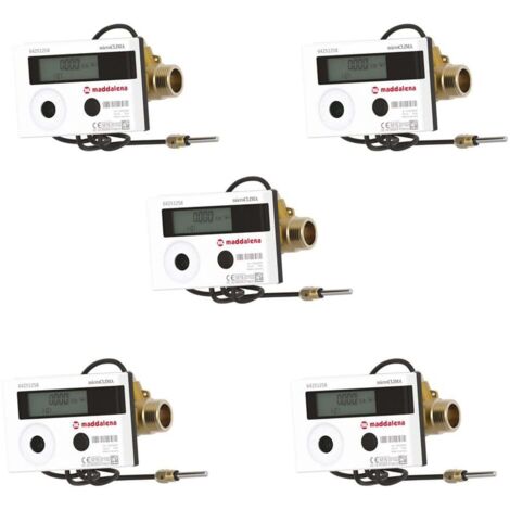 Lot de 5 Compteurs énergie thermique à jet unique standard calibre 15 - mâle 3/4" (20/27) - Sferaco