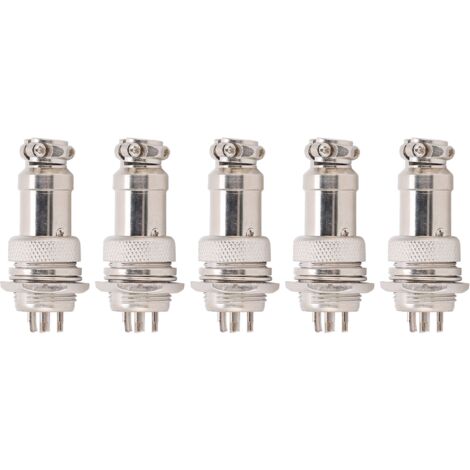 Lot de 5 connecteurs aviation mâles et femelles pour panneau d'alimentation, châssis, fixations métalliques GX16 16 mm 450 V 6 broches
