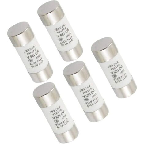 Lot de 5 connecteurs de fusible à dégagement rapide pour cylindre en céramique 500 V 125 A, 22 x 58 mm