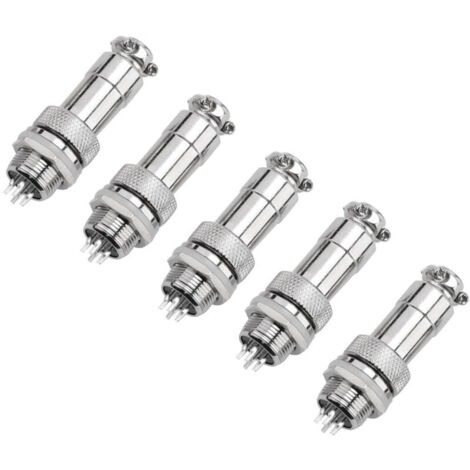 Lot de 5 connecteurs GX12 4 broches mâle/femelle pour panneau métallique, type prise aviation.