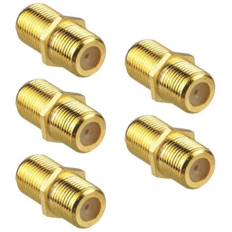 Lot de 5 connecteurs pour câble coaxial, adaptateur plaqué or de type F RG6