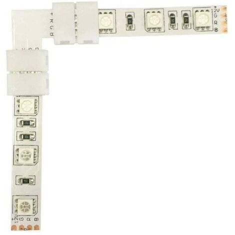 Lot de 5 Connecteurs/ Raccords Rapides en L à Ruban LED RGB 5050 Connecteur d'angle de Bande LED Connecteur à Angle Droit 4 Broches pour SMD 5050 RGB LED Strip de 10mm de Large [Classe énergétique A++