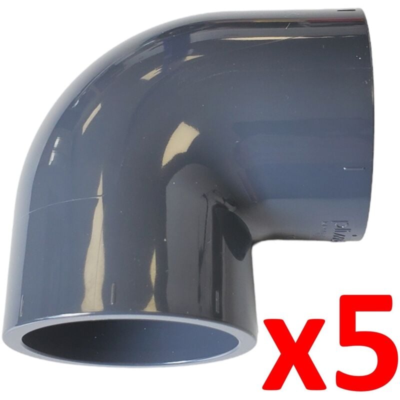 Lot de 5 Coudes angle 90° Pvc pression diam. 63