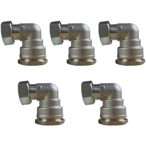 Lot de 5 Coudes laiton droit PEHD Ø25 Femelle écrou libre 3/4" (20/27) - ACS 16 Bars - Arco