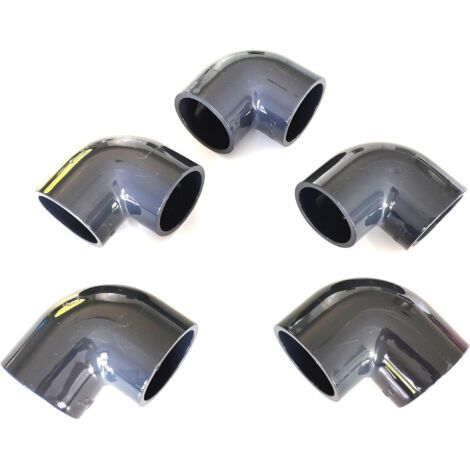 Lot de 5 Coudes PVC Pression 90 degrés  40mm intérieur FF PN16  Piscine évacuation et arrosage 40  mm Manchon