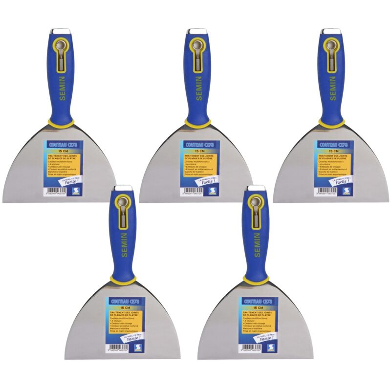 Lot de 5 couteaux à enduire multifonctions Semin ce 78 -15 cm