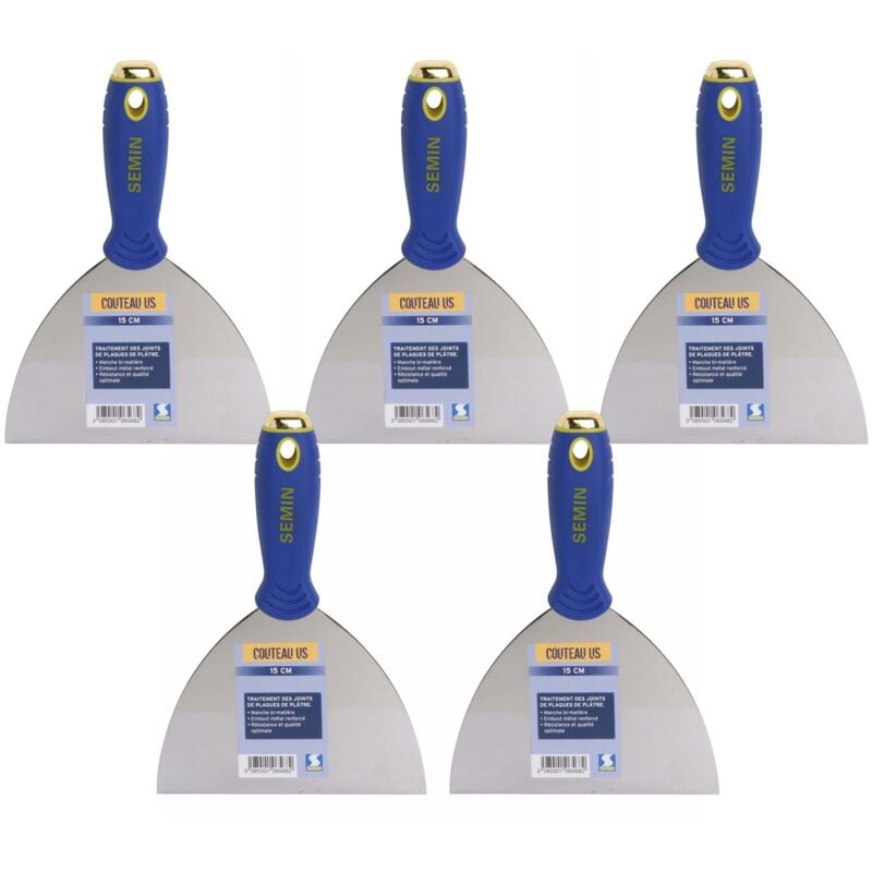 Lot de 5 couteaux us à enduire Semin 15 cm