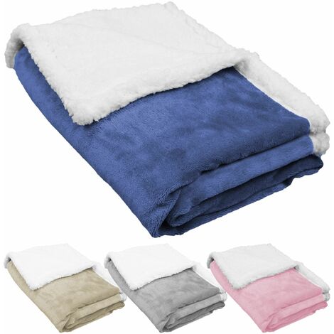 Lot de 5 couvertures, plaids polaires pour enfant 75 x 100 cm en flanelle et sherpa ultra doux - Bleu - Monsieur Bébé