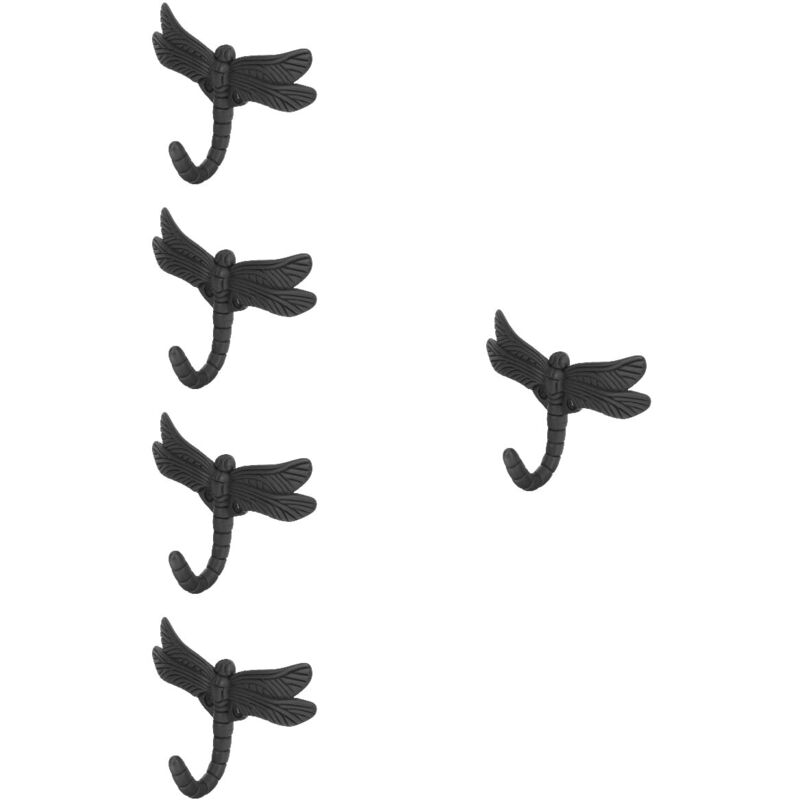 Lot de 5 crochets à chapeau en forme de libellule pour vêtements, robustes, utilitaires, rétro, à suspendre au mur, en fer forgé
