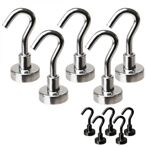 Lot de 5 crochets magnétiques anti-rouille diamètre 3 mm - KN16 - Chromé - Linxor