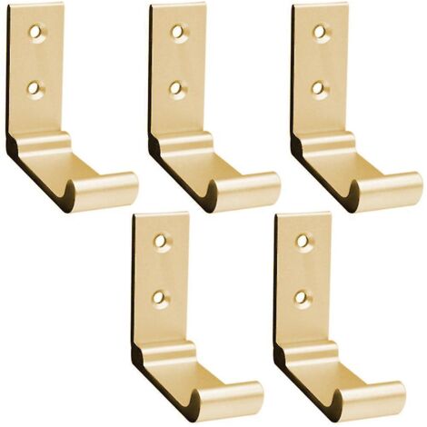 Lot de 5 crochets pliables muraux pour serviettes, 90°, en aluminium massif doré.