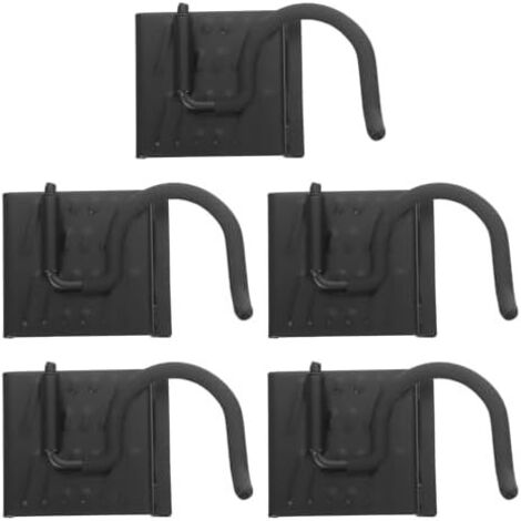 Lot de 5 crochets rangement pour outils garage - Crochets métalliques robustes à fixer sur panneau lattes avec revêtement antidérapant Idéal le des