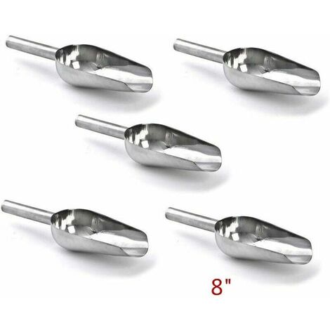 Lot de 5 cuillères à glace de 20,3 cm, ustensiles alimentaires en acier inoxydable.