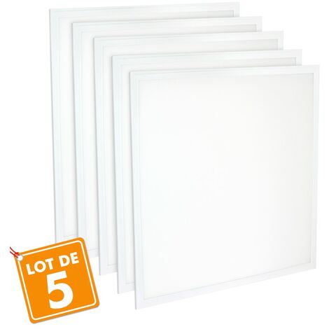 Lot de 5 Dalles 600x600 lumineuse LED PMMA Transfo sans scintillement 40W (340W) | Température de Couleur: Blanc froid 6500K