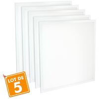 Lot de 5 Dalles 600x600 lumineuse LED PMMA Transfo sans scintillement 40W (340W)