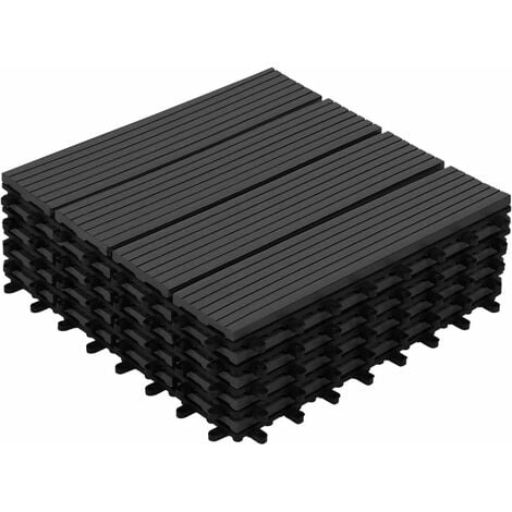 Lot de 5 dalles de terrasse clipsables bois composite noire