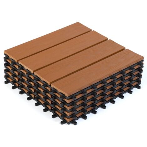 Lot de 5 dalles de terrasse WODHY clipsables bois composite effet teck