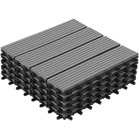 Lot de 5 dalles de terrasse WODHY clipsables bois composite gris 30 x 30 cm