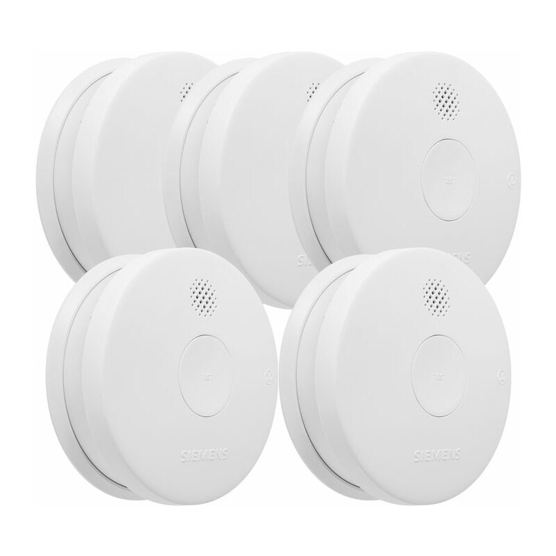 Siemens - Lot de 5 détecteurs de fumée 5TC1292-6 nf Autonomie 5 ans / Garantie 3 ans