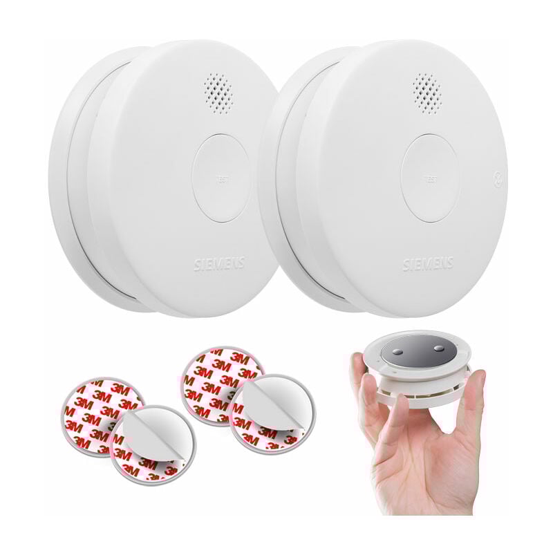 Siemens - Lot de 2 détecteurs de fumée nf Autonomie 5 ans Garantie 3 ans - 5TC1292-6 + supports aimantés