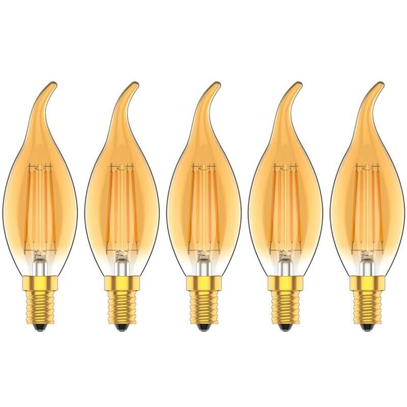Lot de 5 Dimmable 4W Ampoule a Filament Vintage E14 LED Blanc Chaud 2700K 30W Ampoules à incandescence équivalent 300LM AC 220V