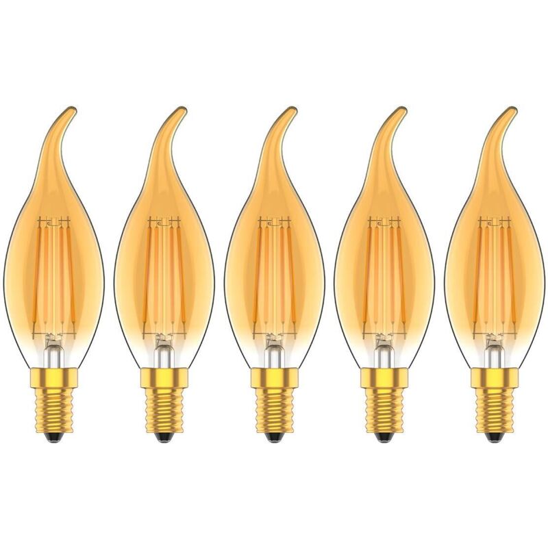 Lot de 5 Dimmable 4W Ampoule a Filament Vintage E14 LED Blanc Chaud 2700K 30W Ampoules à incandescence équivalent 300LM AC 220V