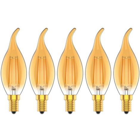 Lot de 5 Dimmable 4W Ampoule a Filament Vintage E14 LED Blanc Chaud 2700K 30W Ampoules à incandescence équivalent 300LM AC 220V